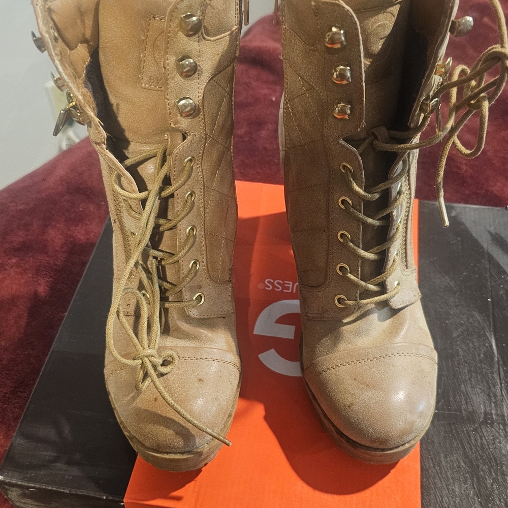 G by Guess Tan Lace-Up Women's Boots